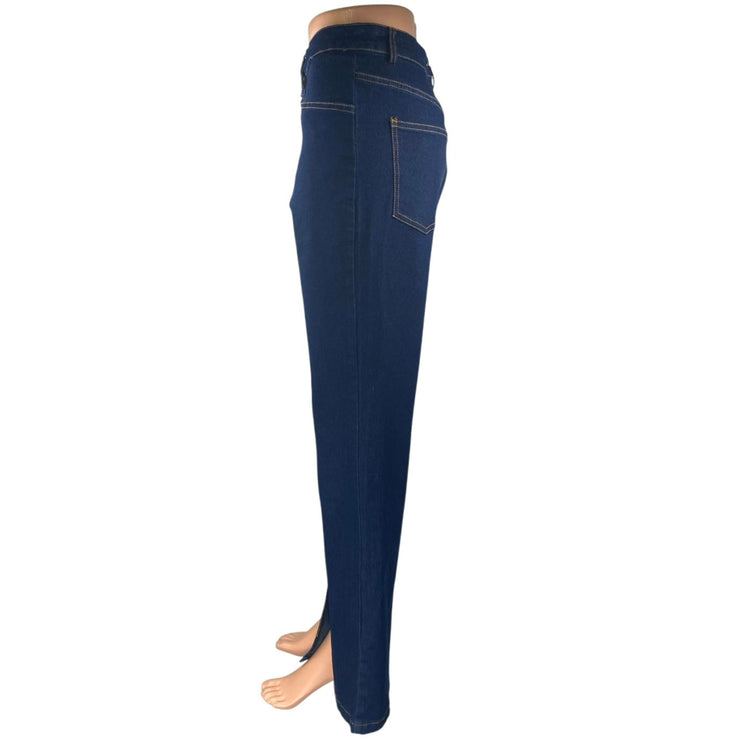 Princess Polly Blue High Waisted Split Hem Flared Bootcut Denim Jeans Pants 6