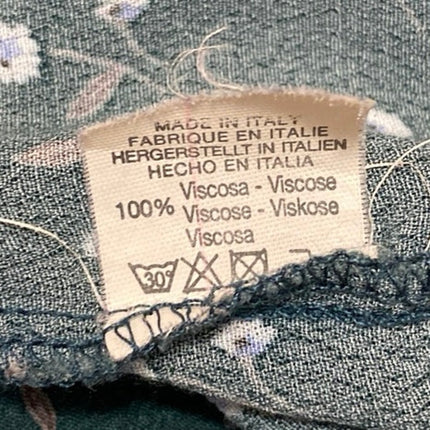 Brandy Melville Green Floral Short Sleeve V Neck Wrap Tie Blouse Crop Top Size S