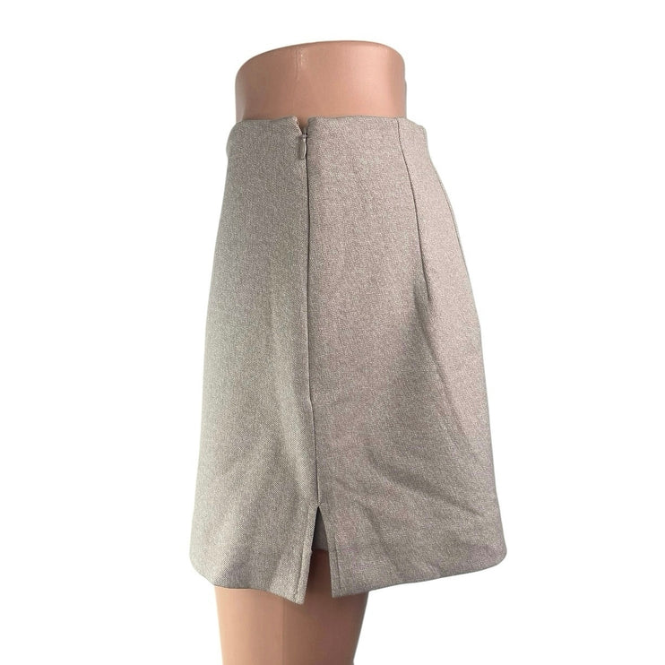 NEW Express Beige High Waisted Zip Slit Pencil Mini Skirt Short Skort Size 4