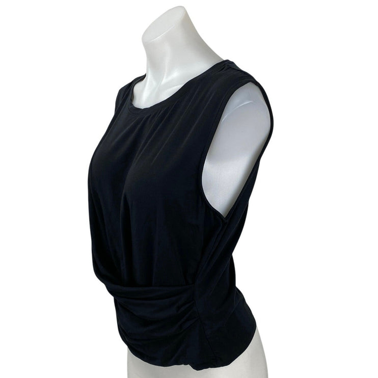 Aritzia Babaton Womens Black Sleeveless Draped Ruched Crop Blouse Tank Top Sz XL
