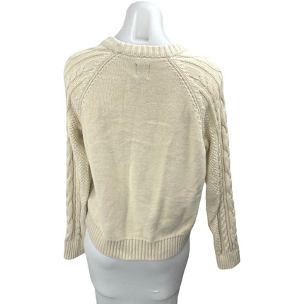 Gap Women's Cream Cable Knit High Neck Long Sleeve Pullover Sweater Top Size S