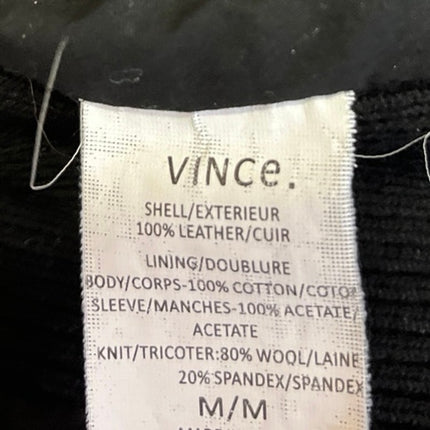 Vince Women's Black 100% Leather Long Sleeve Zip Up Motorcycle Jacket Size M