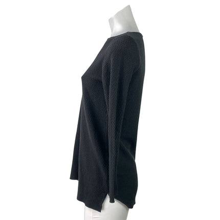 J. Jill Women's Black Long Sleeve Boat Neck Slit Knit Sweater Top Size XSP