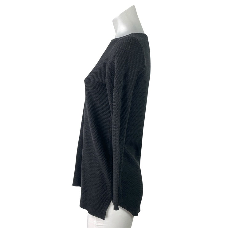 J. Jill Women's Black Long Sleeve Boat Neck Slit Knit Sweater Top Size XSP