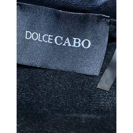 Dolce Cabo Women's Black Faux Vegan Leather Button Down Peasant Blouse Top Sz L