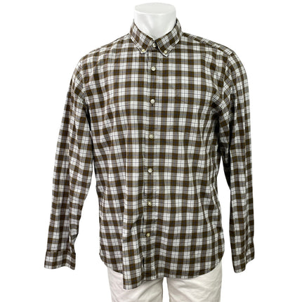 Gap Men's Olive Green Stretch Standard Fit Long Sleeve Button Down Shirt Top L