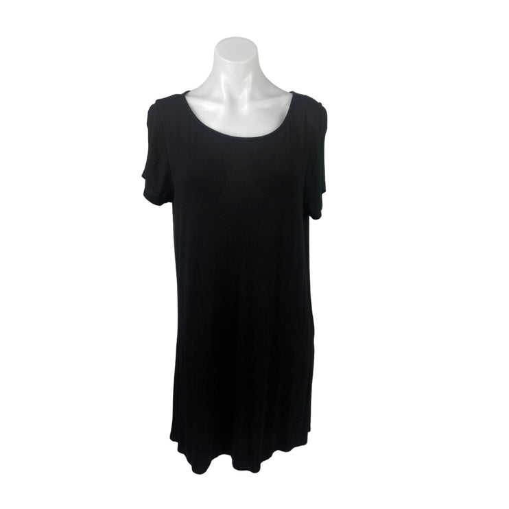 Emma's Closet Black Crewneck Puff Sleeve Casual Bamboo Jersey T-Shirt Dress Sz M