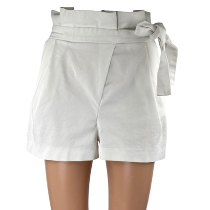 Zara Women's White High Waisted Tie Waist Paperbag Casual Mini Shorts Size XS