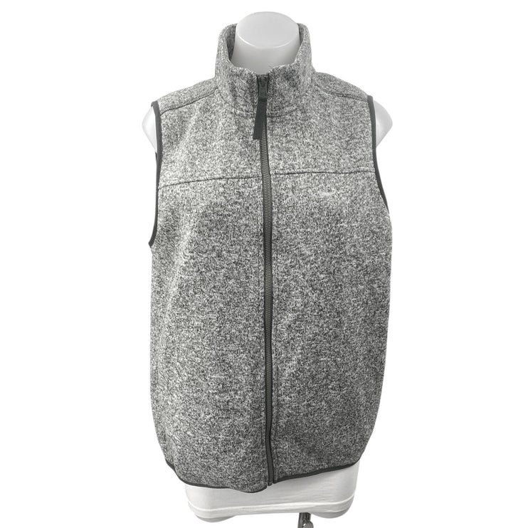 Eddie Bauer Women's Gray Sleeveless Turtleneck Fleece Full Zip Sweater Vest L