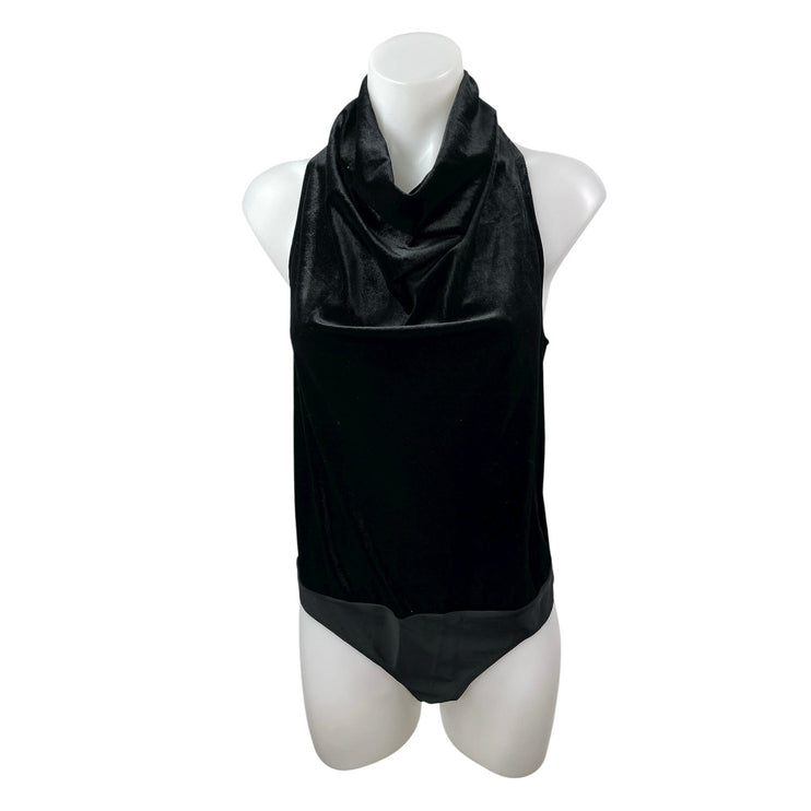 Sincerely Jules Junior's Velour Velvet Cowl Neck Sleeveless Tank Bodysuit Top M