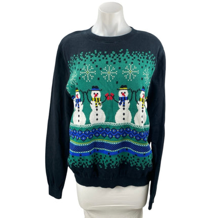 Mossimo Supply Co Women's Black Snowman Christmas Sweatshirt Sweater Top Size M