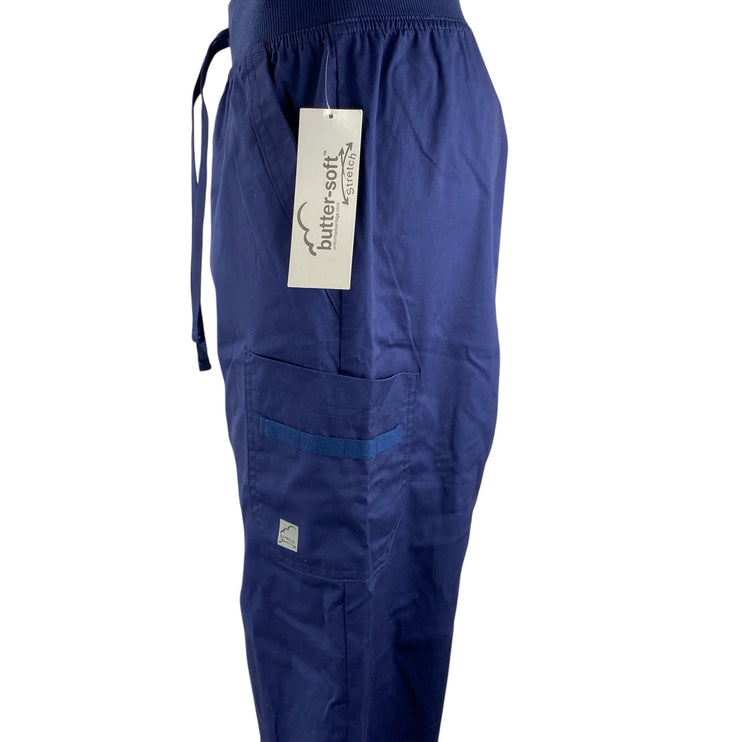 NEW Butter-soft Women's Navy Blue Tapered Leg Cargo Jogger Scrub Pants Size S