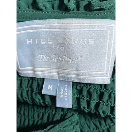 Hill House Home The Louisa Crepe Green Half Sleeve Smocked A Line Midi Dress M
