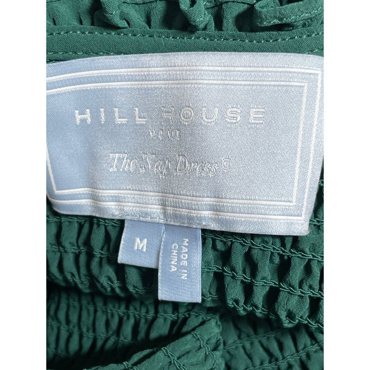 Hill House Home The Louisa Crepe Green Half Sleeve Smocked A Line Midi Dress M
