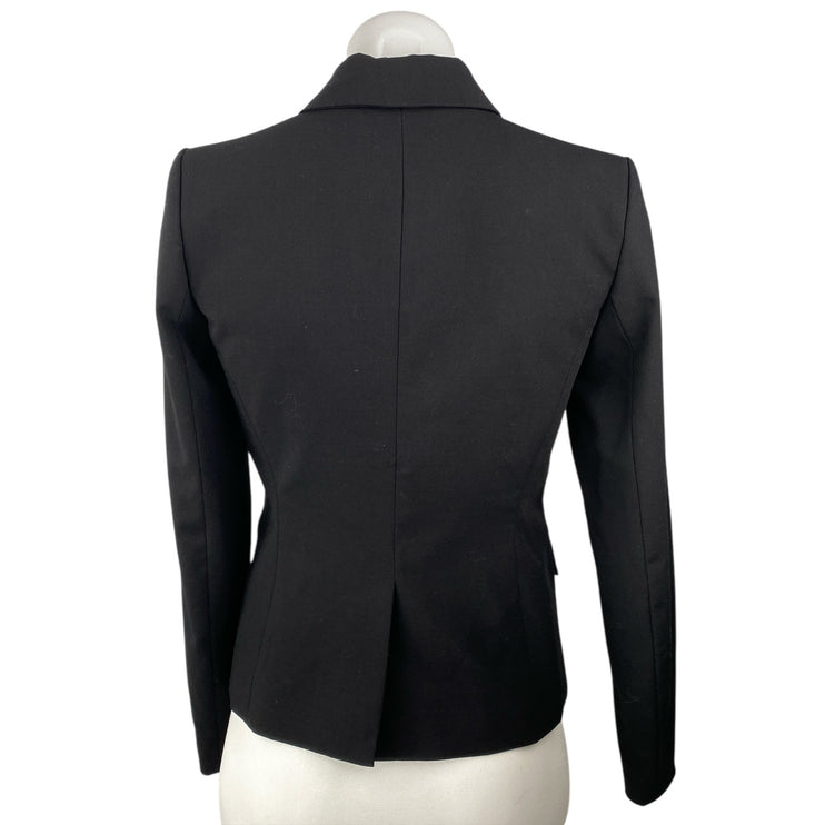 Calvin Klein Women Black Long Sleeve Peak Lapel Pocket Blazer Coat Jacket Size 2