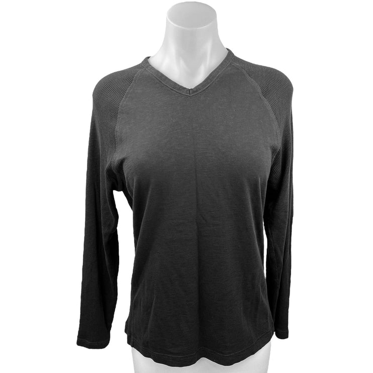 Calvin Klein Black V Neck Basic Pullover Raglan Long Sleeve T Shirt Top Size S