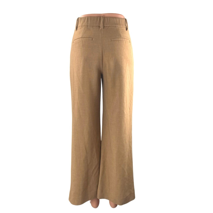 Abercrombie & Fitch Women's Tan Pleated Wide Leg High Rise Trousers Pants Sz 24
