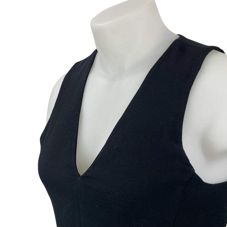 Aritzia Wilfred Dauphine Women's Black Deep V Neck Sleeveless Crop Tank Top Sz L