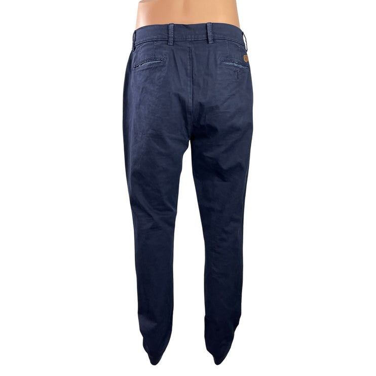 August 1810th C Men's Navy Blue Mid Rise Straight Leg Trousers Pants Size 34