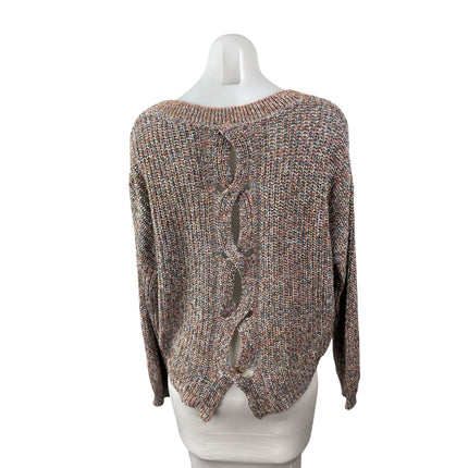 Express Women's Multicolored Braided Back Cut Out Long Sleeve Sweater Top Sz XS