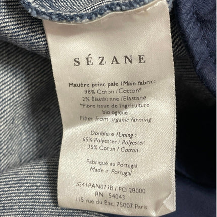 Sezane Women's Blue High Waisted Palazzo Wide Leg Baggy Denim Jeans Pants Sz 38