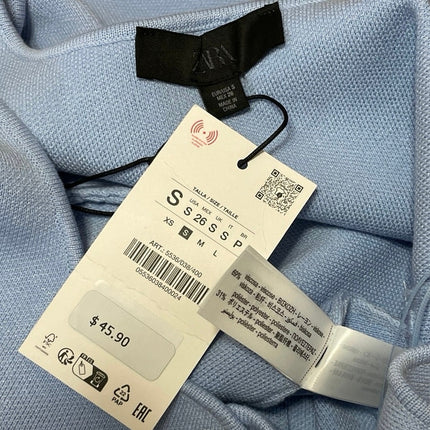 NEW Zara Women's Light Blue Sleeveless Knit Button Front Corset Vest Tank Top S