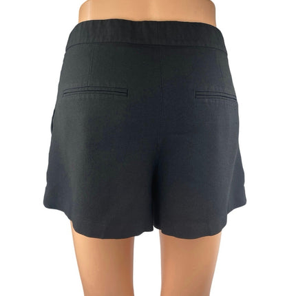 Theory Tohni Rosina Black High Waisted Pleated Crepe Straight Mini Shorts Size 2