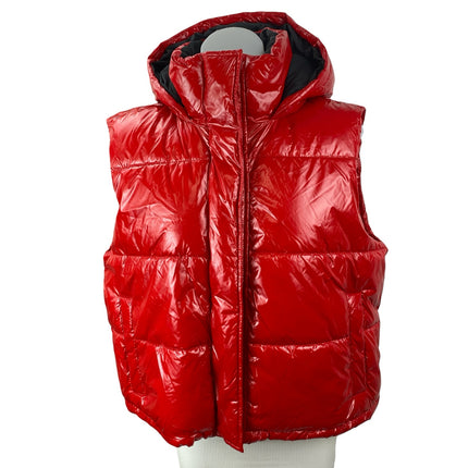 NEW Lou & Grey Gorpcore Red Faux Vegan Leather Quilted Vest Puffer Coat Jacket M