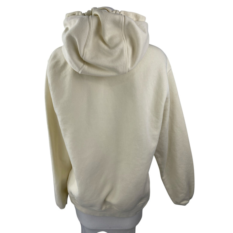 Nike Women's Cream Embroidered Logo Swoosh Hoodie Hooded Sweatshirt Top Size M