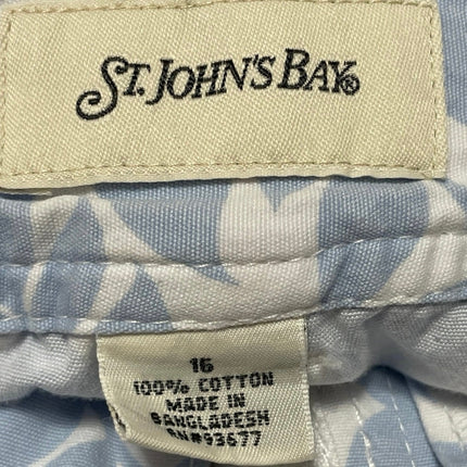 St. John's Bay Womens Blue White Floral Mid Rise MiniSkirt Shorts Skort Size 16