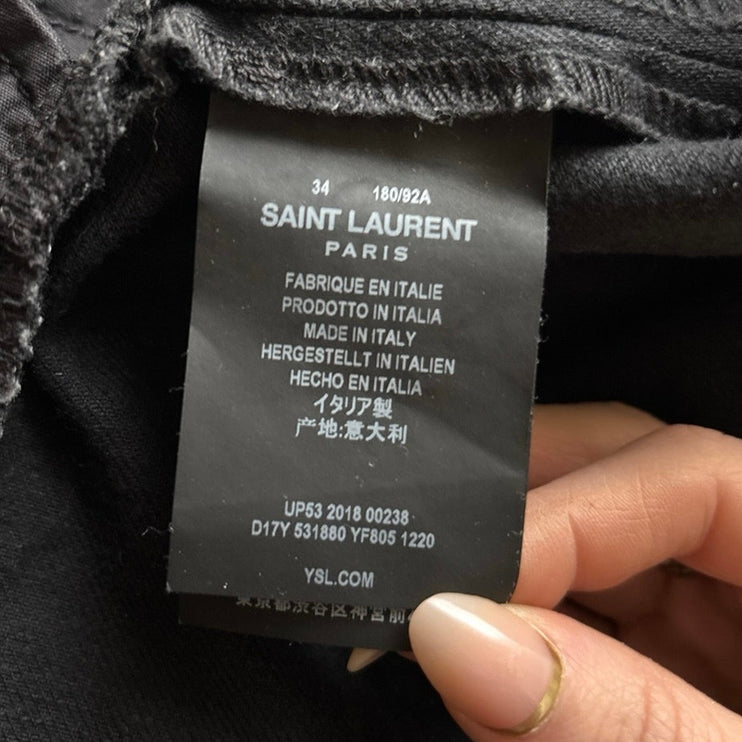 Saint Laurent Men's Black Mid Rise Classic Skinny Tapered Denim Jeans Pants M/L