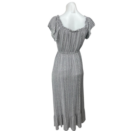 Vici Gray Floral Flutter Sleeve Floral Button Up High Low Midi Dress Size XS