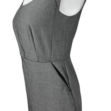 Ann Taylor Gray Scoop Neck Cap Sleeve Stretch Mini Sheath Pencil Dress Size 2