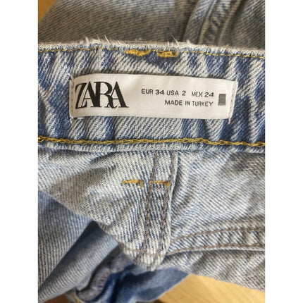 Zara Distressed Destroyed High Rise Baggy Palazzo Wide Leg Denim Jeans Pants 2