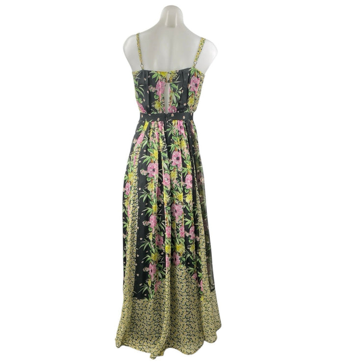 French Connection Multicolor Chiffon Floral Print Sleeveless Maxi A-line Dress 0