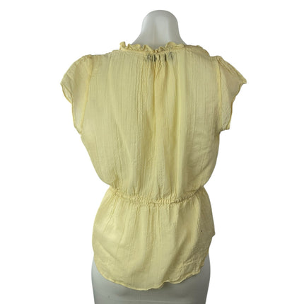 Derek Lam Women's Yellow Short Cap Sleeve V Neck Peplum Blouse Top Size S/M