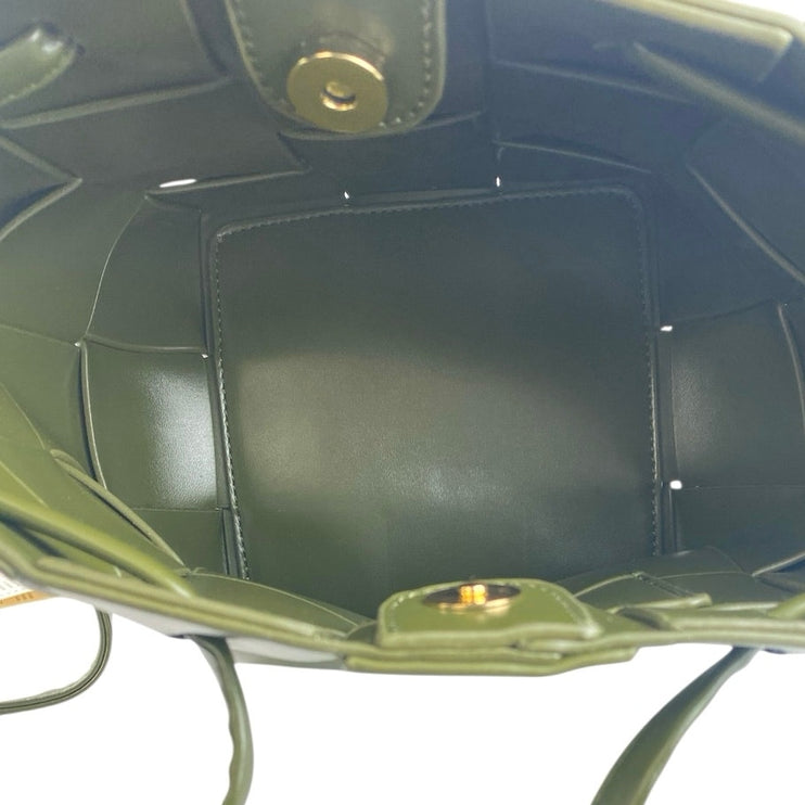 NEW Anthropologie Women's Green Woven Faux Vegan Leather Crossbody Bucket Bag