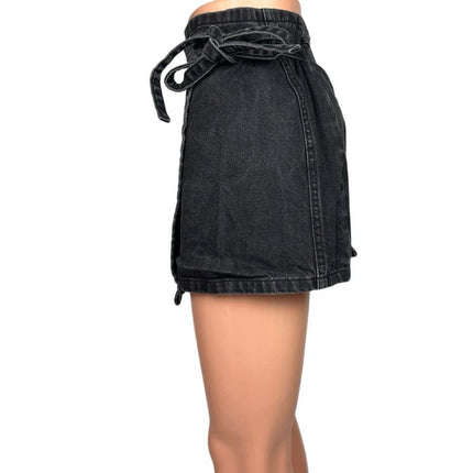 Urban Outfitters BDG Black Wrap Tie High Waist Jean Denim Mini Skirt Size XS