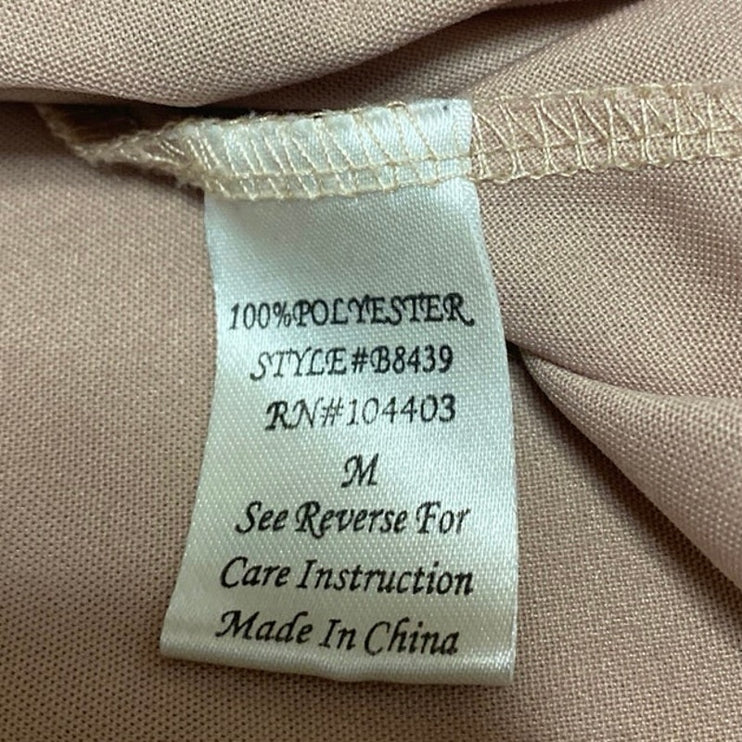 Blu Pepper Beige Tan Khaki Sleeveless Rhinestone Layered Mini Blouson Dress M