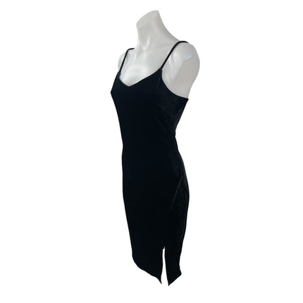 Popular 21 Women's Black Velvet Sleeveless Midi Cami Tank Bodycon Slip Dress M