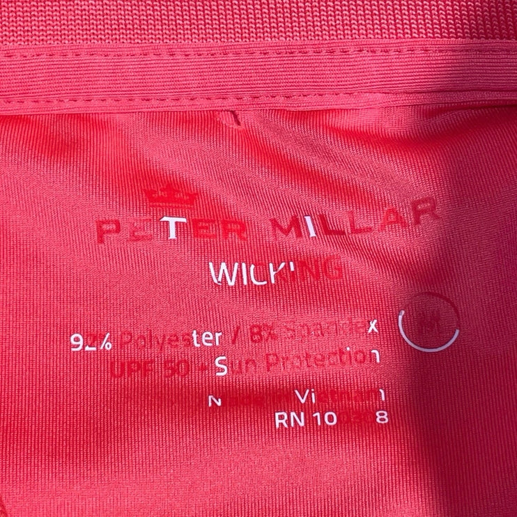 Peter Millar Women Coral Sleeveless 1/4 Zip Collared Tennis Athletic Tank Top M