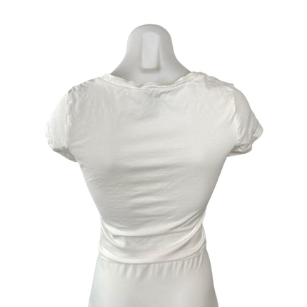 Princess Polly Womens White Spider Short Sleeve Baby Tee T Shirt Crop Top Size 6