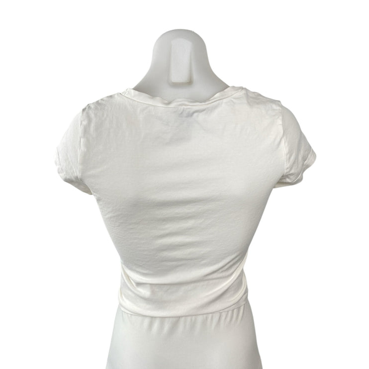 Princess Polly Womens White Spider Short Sleeve Baby Tee T Shirt Crop Top Size 6