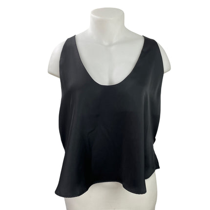 H&M Women's Black Sleeveless Silk Satin Racerback Scoop Neck Crop Tank Top Sz XL