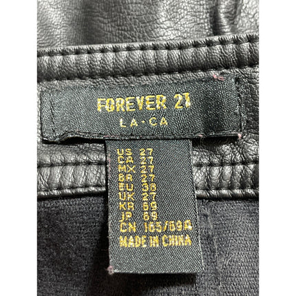 Forever 21 Women's Black Faux Vegan Leather Mini Utility Cargo A-Line Skirt 27