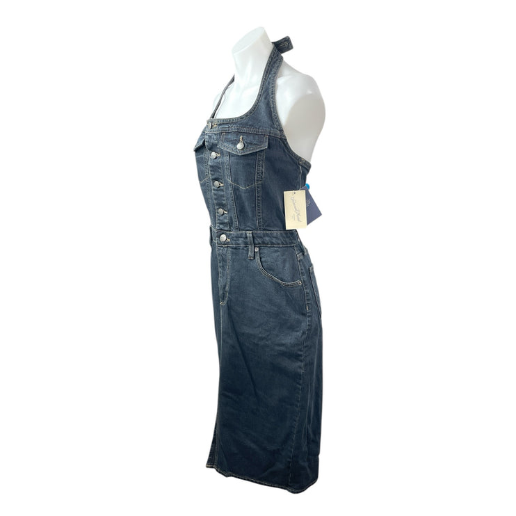 NEW Universal Thread Dark Blue Halter Sleeveless Denim Jean Midi Dress Size 6