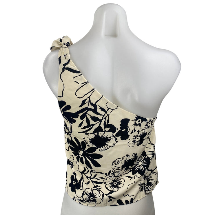 Abercrombie & Fitch Asymmetrical Scarf Floral One Shoulder Tank Blouse Top Sz XS