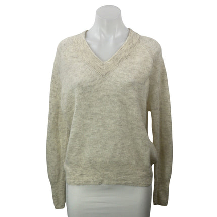 Madewell Women's Beige Knit Long Sleeve V Neck Pullover Sweater Top Size S