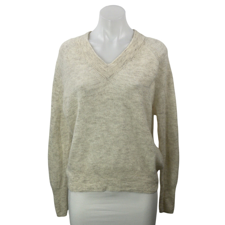 Madewell Women's Beige Knit Long Sleeve V Neck Pullover Sweater Top Size S