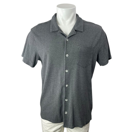 MBX Women's Gray Short Sleeve Chest Pocket Knit Button Down Shirt Top Size L